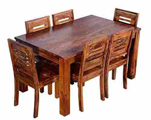 Polish Finished Modern Design Wooden 6 Seater Dinning Table Chair Set for Home