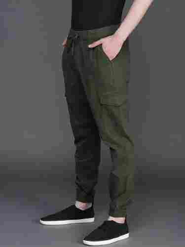 Lightweight Stylish Olive Green Cotton Mens Joggers With 6 Pockets For Casual Wear