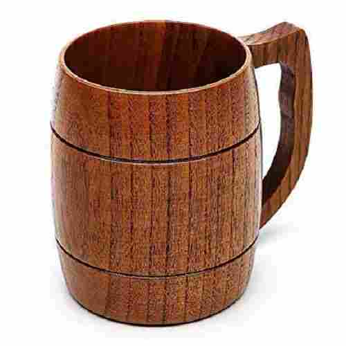 Easy To Hold And Easy To Carry Round Golden Brown Wooden Coffee Mug 