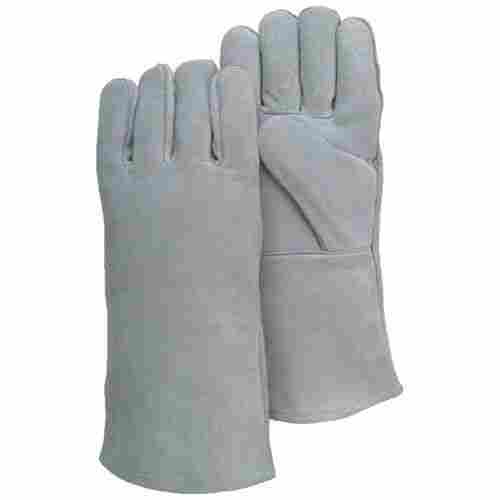 Grey Full Finger Friendly Wrinkle Free Pollution Free Easy To Wear Comfortable Solid Leather Safety Gloves 