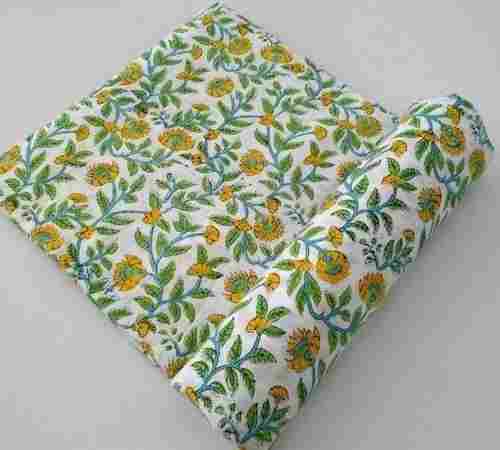 Skin Friendly Soft Comfortable And Durable White Green Printed Fabric