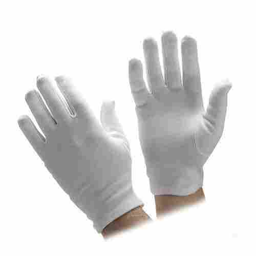 White Plain Skin Friendly Wrinkle Free Long Lasting Cotton Full Finger Banian Gloves 