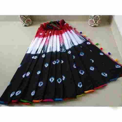 Black With White Beautiful Designs Printed And Casual Wear Fancy Cotton Saree For Ladies