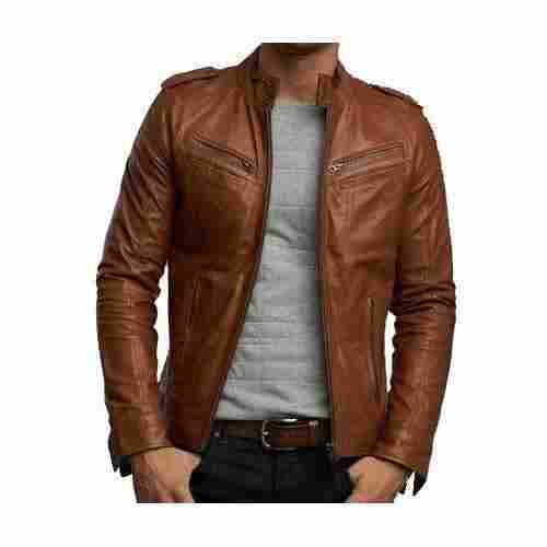 Breathable Skin Friendly Easily Usable Comfortable To Wear Pure Brown Leather Jackets For Men 