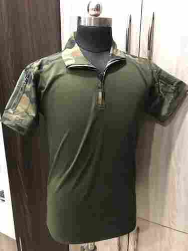 Green Collar Neck Half Sleeves Casual Wear Mens Army T Shirt 