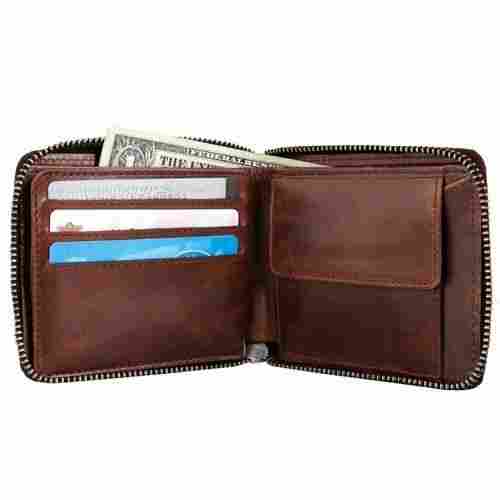 Heat Resistant Comfortable Skin Friendly Made With Genuine Leather Brown Wallet For Men