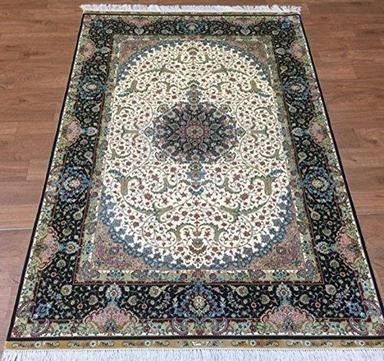 Kashmiri Silk Black Carpet And Multi Colour Decorative For Homes And Offices Design: Modern