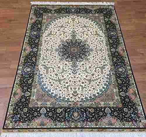Kashmiri Silk Black Carpet And Multi Colour Decorative For Homes And Offices