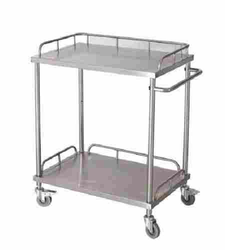 Rust Resistant Silver Polished Stainless Steel Medical Trolley For Hospital Purpose 