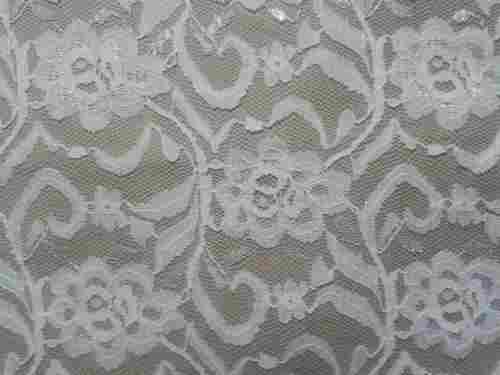Embroidered Net Fabric For Make Kurtis, Table Covers Designer White Color 