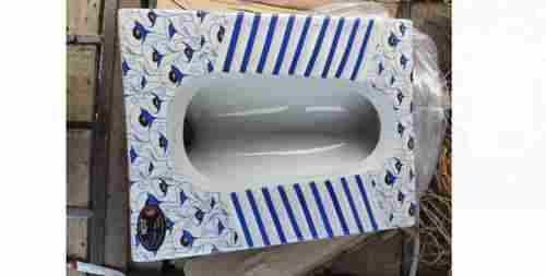 Blue And White Ceramic Flower Print Indian Toilet Seat For Toilet Fitting, 5 Kg Weight