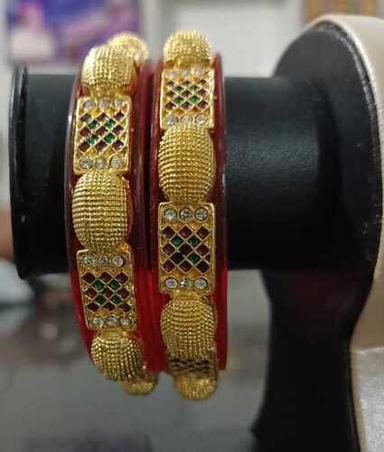 Red Kunjika Fancy Ethnic And Western Style Gold Plated Plastic Bangles
