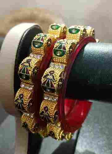Kunjika Gold Plated Party Wear Ladies Bangles With Multicolor Beads