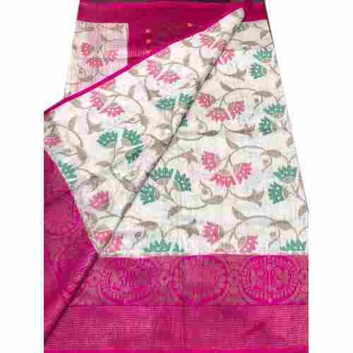 Easily Washable Light Weight Party Wear 6 Metre With Blouse Piece Printed Cotton Saree 
