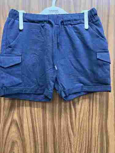 Export Surplus Plain Blue Cotton Hosiery Fancy Kids Shorts With 6 Pockets