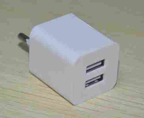 Fast Charging Speed And Compact Heat Resistance White Dual Port Mobile Charger Adapter