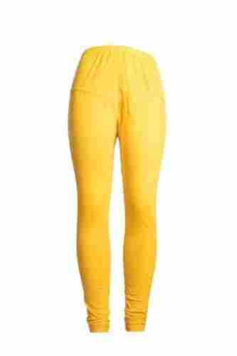 Ladies Casual Wear Comfortable And Washable Yellow V Cut Lycra Leggings