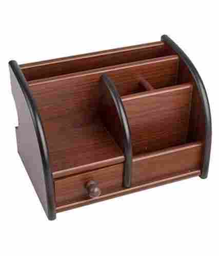 Long Durable Dark Brown Multipurpose Handmade Solid Wooden Desk Organizer 