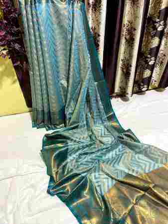 Banarsi Tissue Zig Zag Design Zari Weaved Designer Banarsi Saree