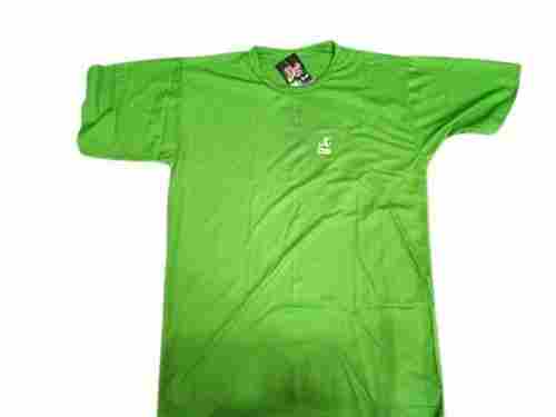 Kids Short Sleeve Plain Green Round Neck Casual Wear Cotton T-Shirt
