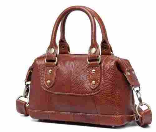 Lightweight Brown Color Solid Pure Leather Shoulder Ladies Bag, Use For Office And Travel