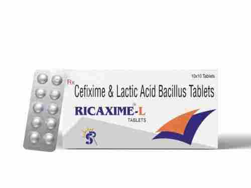 Ricaxime-L Cefixime And Lactic Acid Bacillus Antibiotic Tablet, 10x10 Blister Pack