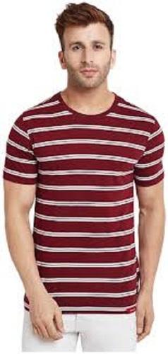 Eco Friendly Lightweight Easy To Wear Pure Cotton Plain White And Red Strips Mens T Shirt Age Group: 19-25