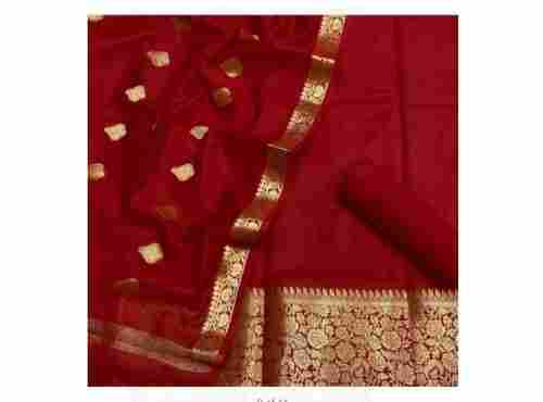Elegant Look And Party Wear Comfortable Embroidered Pure Silk Saree In Red Shade For Women