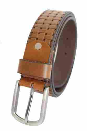 Brown And Pure Leather With Silver Buckel Men'S Leather Belt For Formal Use