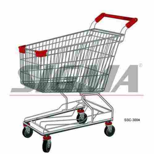 Asian Style Stainless Steel Shopping Trolleys For Supermarket Usage, Four-Wheel