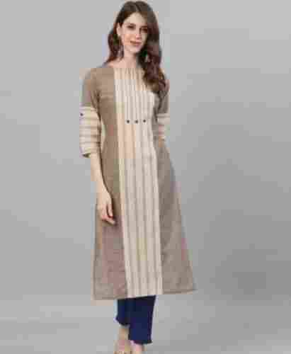 Shrink Resistance Sleek Simple Airy Lightweight Cotton Ladies Kurti For Dailywear