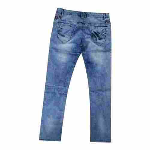 Casual Wear Quick Dry Washable Regular Fit Blue Plain Denim Pant For Men