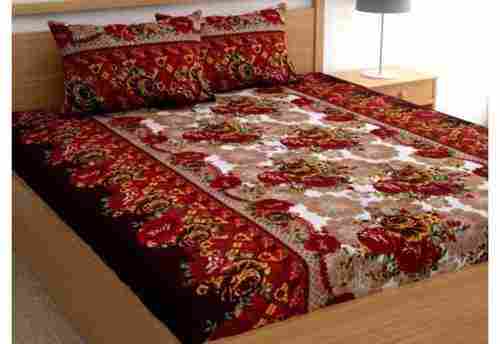Queen Size Red Floral Printed 100% Pure Cotton Double Bed Sheet
