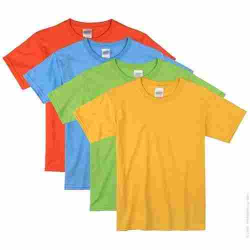 Round Neck and Plain Pattern Kids Cotton T Shirts For Daily Wear