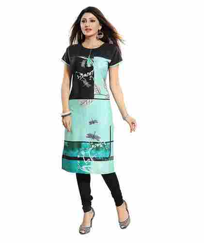 Women Soft And Comfortable Multi Color Short Sleeves Round Neck Kurti For Casual Wear