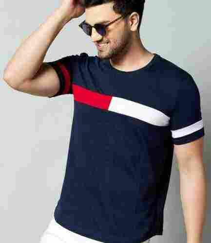 Comfortable And Breathable Plain Dark Blue Cotton Mens T Shirt For Casual And Party Wear