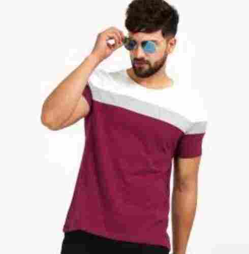 Short Sleeves Comfortable And Breathable Red And White Color Men Cotton T Shirt