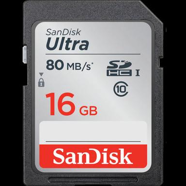 Black Sleek Design 80 Mb/S 16 Gb Sandisk Ultra Memory Card For Data Storage