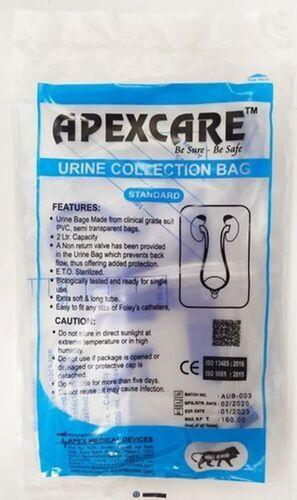 White Pvc Urine Bag Standard, Apex Care 2Ltr Capacity