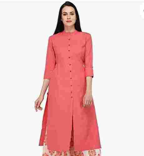 Pink Color Comfortable And Breathable Straight Ladies Kurta With Palazzo