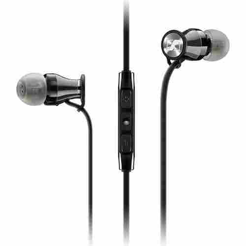 Black And Silver Wired Earphones With Mic For Ios, 1.2 Meter Wire Length And 3.5mm Jack Length 