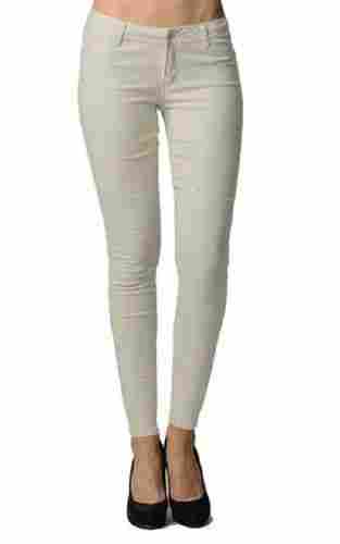 Cream Color Slim Fit Breathable And Stretchable Lightweight Ladies Jeans