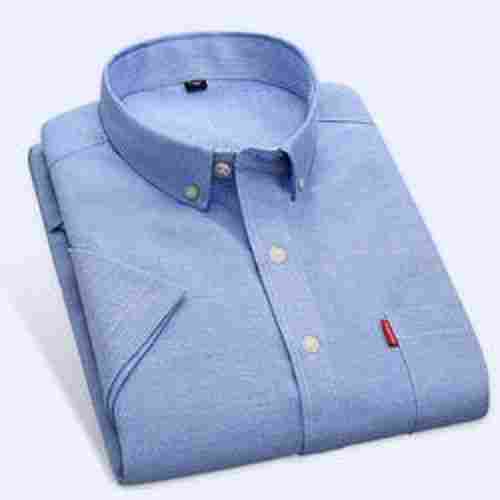 Mens Breathable Full Sleeves Cotton Casual Blue Shirt
