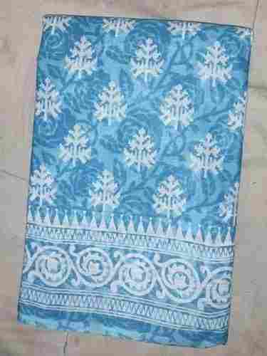 Traditional Elegant Beautiful And Breathable Blue Printed Casual Modern Cotton Ladies Sarees 