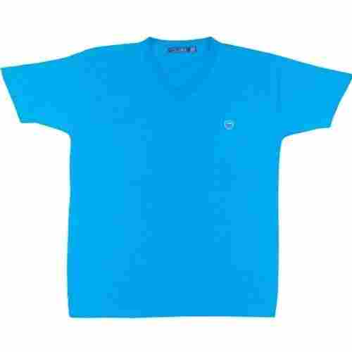 Blue V-Neck Comfortable Weight Less Breathable Skin Friendly Wrinkle Free T-Shirt 