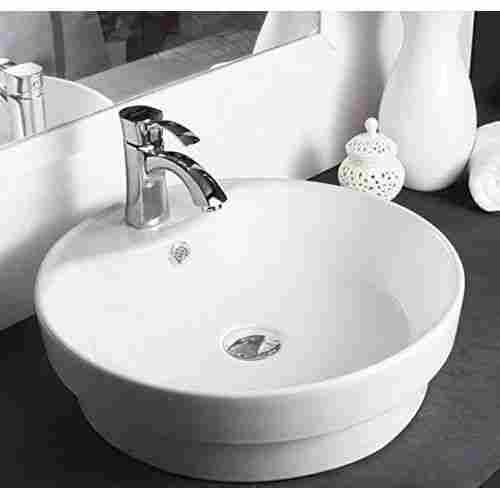 Glossy Finish And Table Top White Round Wash Basin For Bathroom Fitting