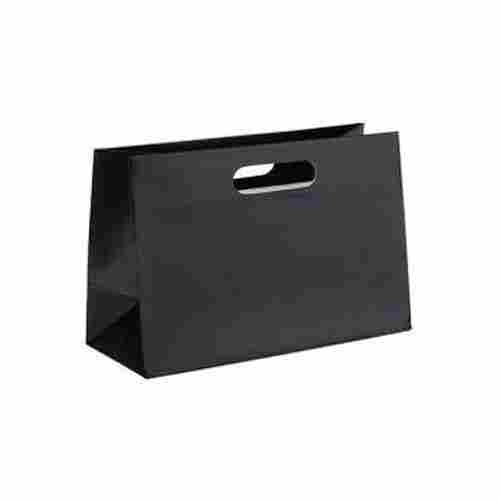 Rectangle Sturdy Black Paper Shopping Bags With Built In Handle 