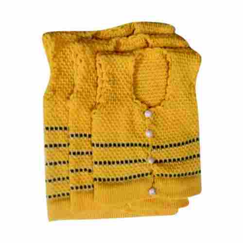 Comfortable Stylish Smooth And Soft Yellow Round Neck Sleeveless Plain Unisex Knitted Baby Sweater