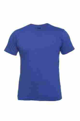 Breathable Skin Friendly Wrinkle Free Regular And Casual Plain Blue T-Shirts 