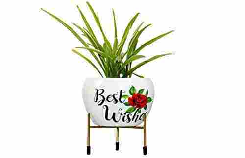 Metal Round Shape Flower Plant Pot With Stand Metal Pots For Indoor Plants